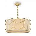 Lampadario Contemporaneo Messina Metallo Oro 1 Luce Diffusore Lino Su Pvc H223PL-03G