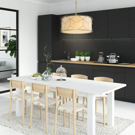 Lampadario Contemporaneo Messina Metallo Oro 1 Luce Diffusore Lino Su Pvc H223PL-03G