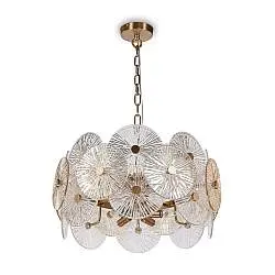 Lampadario Contemporaneo Aster Metallo Oro 8 Luci Con Diffusore In Vetro