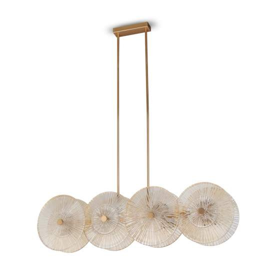 Lampadario Contemporaneo Aster Lineare Metallo Oro 8 Luci Con Diffusore In Vetro MOD007PL-08G1