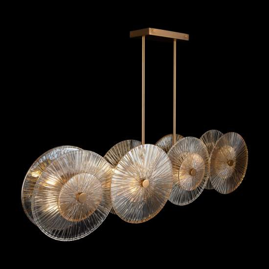 Lampadario Contemporaneo Aster Lineare Metallo Oro 8 Luci Con Diffusore In Vetro MOD007PL-08G1