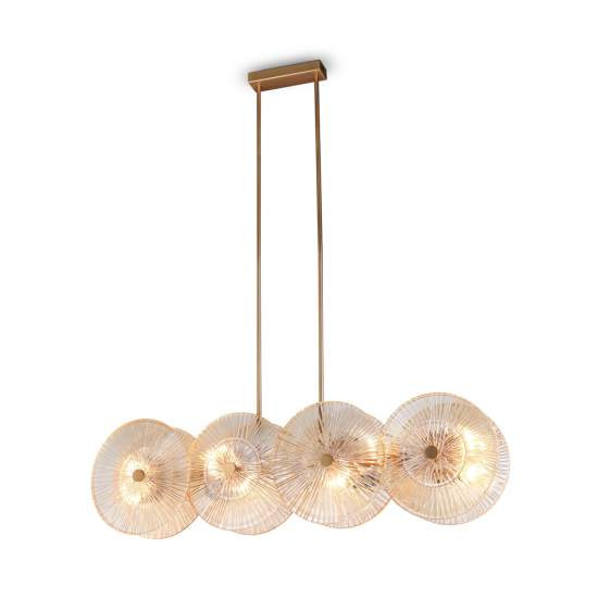 Lampadario Contemporaneo Aster Lineare Metallo Oro 8 Luci Con Diffusore In Vetro MOD007PL-08G1