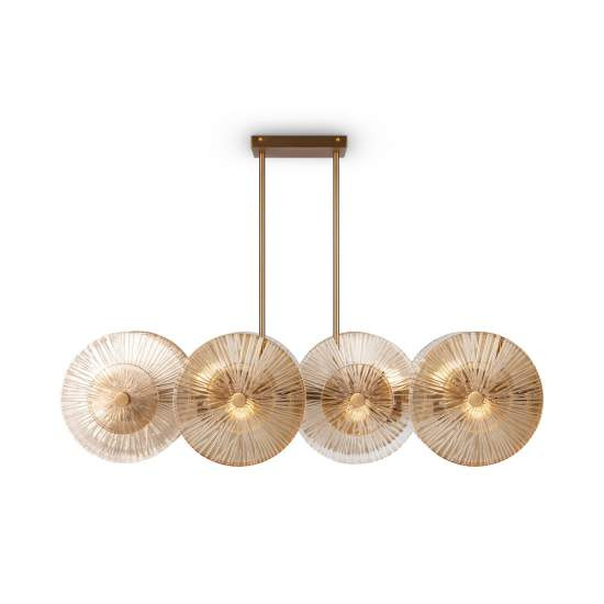 Lampadario Contemporaneo Aster Lineare Metallo Oro 8 Luci Con Diffusore In Vetro MOD007PL-08G1