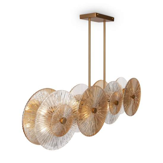 Lampadario Contemporaneo Aster Lineare Metallo Oro 8 Luci Con Diffusore In Vetro MOD007PL-08G1