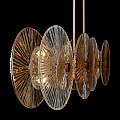 Lampadario Contemporaneo Aster Lineare Metallo Oro 8 Luci Con Diffusore In Vetro MOD007PL-08G1