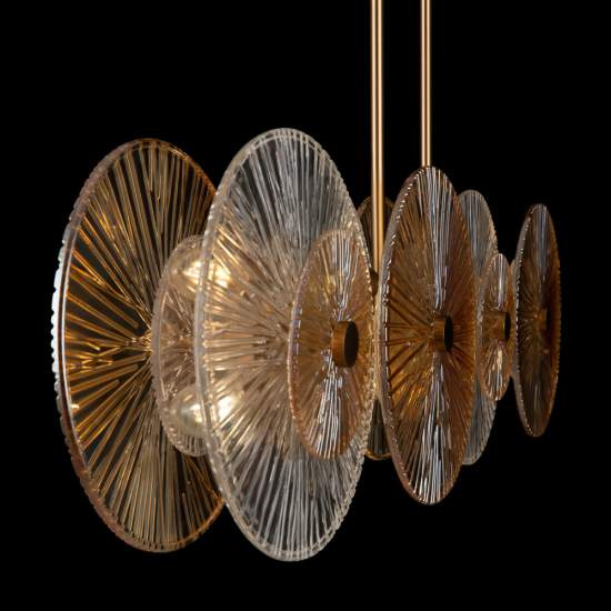 Lampadario Contemporaneo Aster Lineare Metallo Oro 8 Luci Con Diffusore In Vetro MOD007PL-08G1