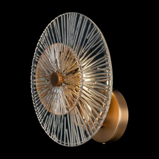 Applique Contemporanea Aster 1 Luce Con Diffusore Vetro E Rosone Oro In Metallo MOD007WL-01G