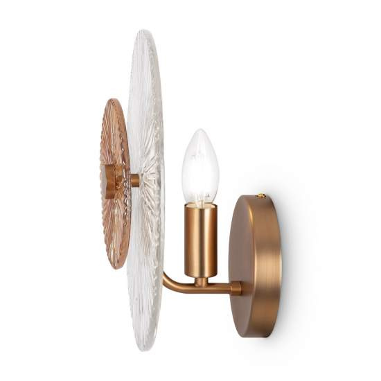 Applique Contemporanea Aster 1 Luce Con Diffusore Vetro E Rosone Oro In Metallo MOD007WL-01G