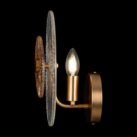 Applique Contemporanea Aster 1 Luce Con Diffusore Vetro E Rosone Oro In Metallo MOD007WL-01G