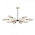 Lampadario Contemporaneo Ventura Metallo Oro 12 Luci Diffusore Vetro Ambra MOD012CL-12G