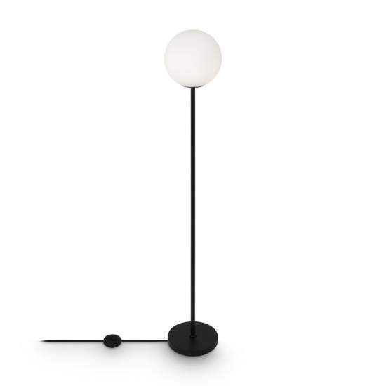 Piantana Contemporanea Ring Metallo Nero 1 Luce E Diffusore Bianco | Maytoni