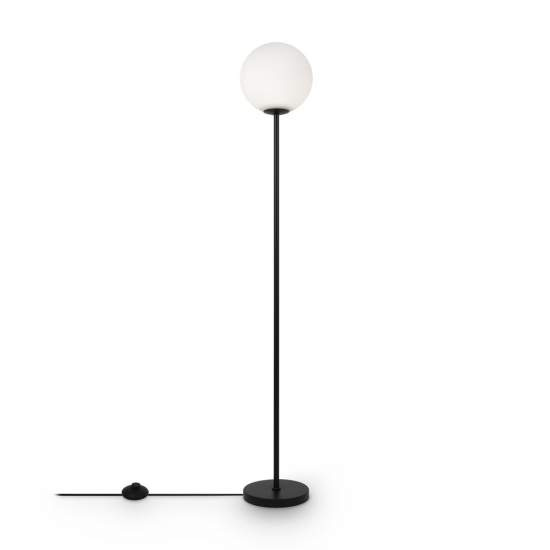 Piantana Contemporanea Ring Metallo Nero 1 Luce E Diffusore Bianco | Maytoni