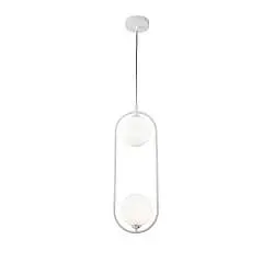 Sospensione Contemporanea Ring Metallo Bianco 2 Luci E Diffusori Bianchi