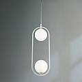 Sospensione Contemporanea Ring Metallo Bianco 2 Luci E Diffusori Bianchi MOD013PL-02W