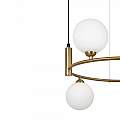 Lampadario Contemporaneo Ring Metallo Ottone 4 Luci E Diffusori Bianchi MOD013PL-04BS1