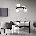 Lampadario Contemporaneo Ring Metallo Nero 4 Luci E Diffusori Bianchi MOD013PL-04B