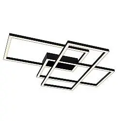 Lampada a Soffitto Moderna Line Metallo Nero Acrilico 3 Luci Led 80W