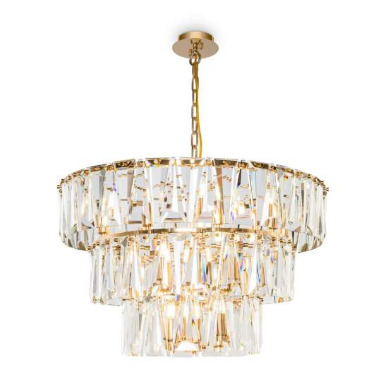 Lampadario Contemporaneo Puntes Metallo Oro 18 Luci MOD043PL-18G