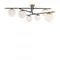 Lampadario Contemporaneo Nostalgia Metallo Oro Opaco 6 Luci Diffusori Bianchi MOD048CL-06G