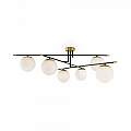 Lampadario Contemporaneo Nostalgia Metallo Oro Opaco 6 Luci Diffusori Bianchi MOD048CL-06G