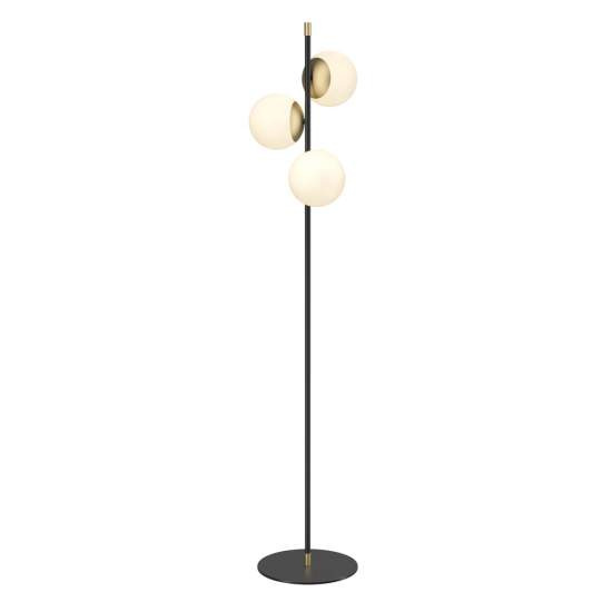 Piantana Contemporanea Nostalgia Metallo Oro Opaco 3 Luci Diffusori Bianchi MOD048FL-03G
