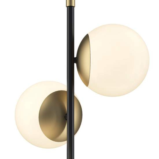 Piantana Contemporanea Nostalgia Metallo Oro Opaco 3 Luci Diffusori Bianchi MOD048FL-03G