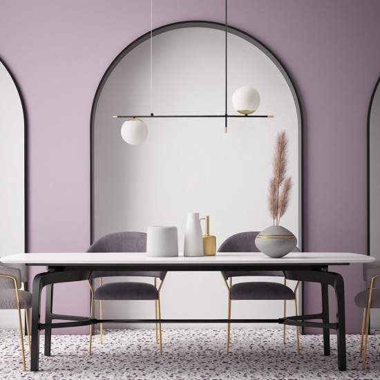 Lampadario Contemporanea Nostalgia Metallo Oro Opaco 2 Luci Diffusori Bianchi MOD048PL-02G