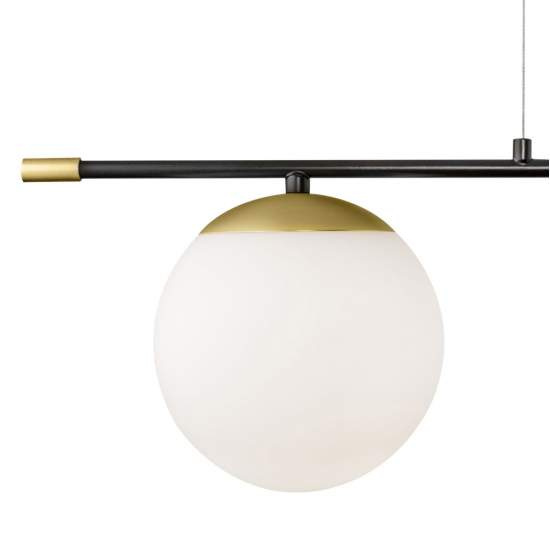 Lampadario Contemporanea Nostalgia Metallo Oro Opaco 2 Luci Diffusori Bianchi MOD048PL-02G