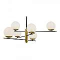 Lampadario Contemporanea Nostalgia Metallo Oro Opaco 6 Luci Diffusori Bianchi MOD048PL-06G