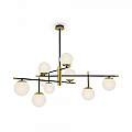 Lampadario Contemporanea Nostalgia Metallo Oro Opaco 9 Luci Diffusori Bianchi MOD048PL-09G