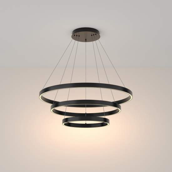 Lampadario A Sospensione Moderno Rim Alluminio Nero Luce Led 115W MOD058PL-L100B3K