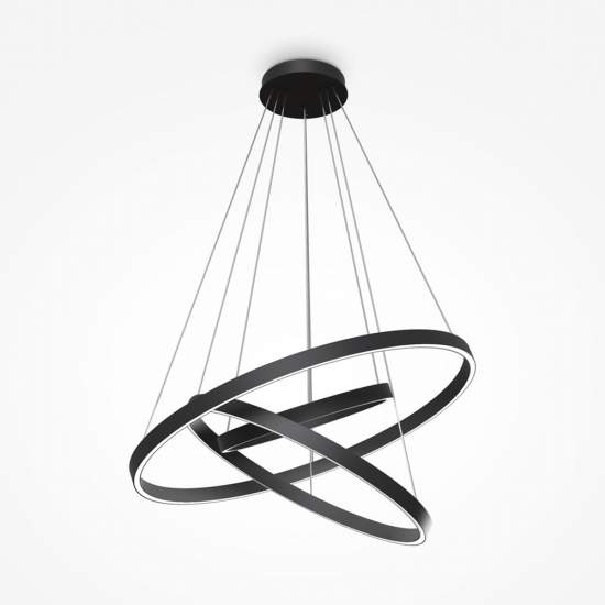 Lampadario A Sospensione Moderno Rim Alluminio Nero 3 Luci Led 115W MOD058PL-L100B4K