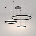Lampadario A Sospensione Moderno Rim Alluminio Nero 3 Luci Led 115W MOD058PL-L100B4K