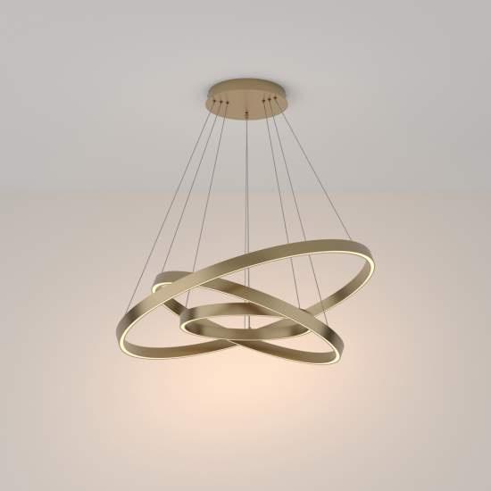 Lampadario A Sospensione Moderno Rim Alluminio Ottone 3 Luci Led 115W MOD058PL-L100BS3K