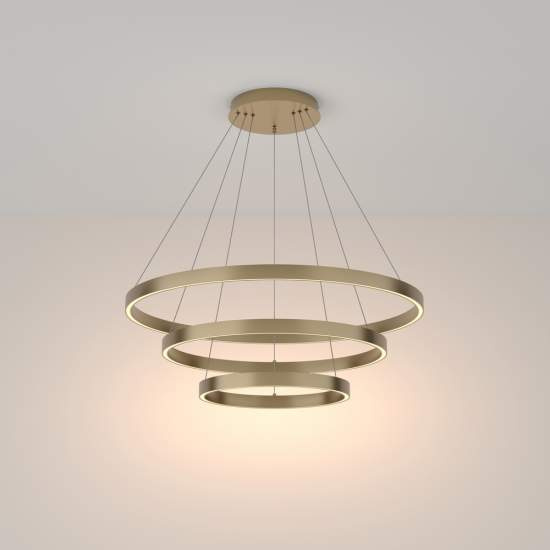 Lampadario A Sospensione Moderno Rim Alluminio Ottone 3 Luci Led 115W MOD058PL-L100BS3K