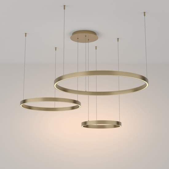 Lampadario A Sospensione Moderno Rim Alluminio Ottone 3 Luci Led 115W MOD058PL-L100BS3K