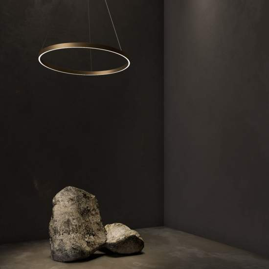 Lampadario A Sospensione Moderno Rim Alluminio Ottone 1 Led 37W MOD058PL-L32BS4K