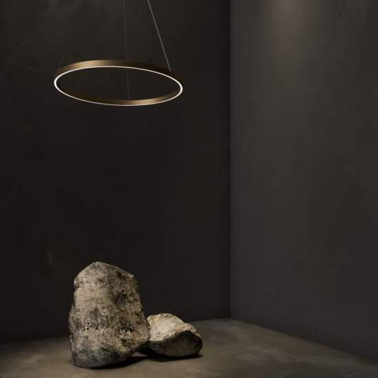 Lampadario A Sospensione Moderno Rim Alluminio Ottone 1 Led 37W MOD058PL-L32BS4K