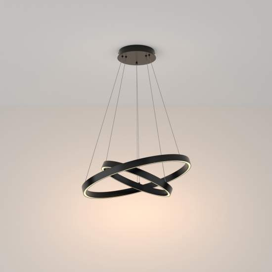 Lampadario A Sospensione Moderno Rim Alluminio Nero Luce Led 61W MOD058PL-L55B3K