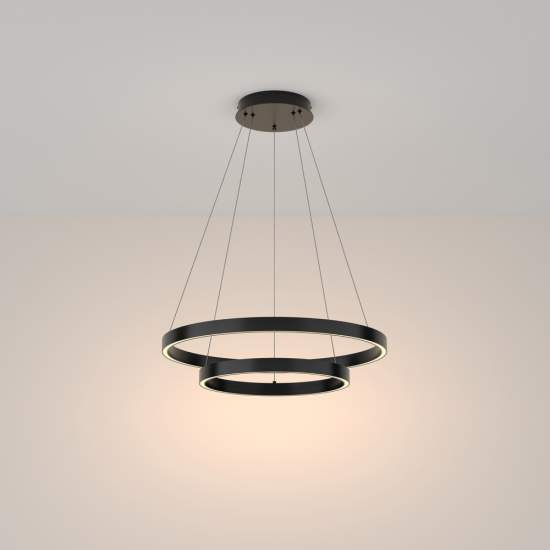 Lampadario A Sospensione Moderno Rim Alluminio Nero Luce Led 61W MOD058PL-L55B3K