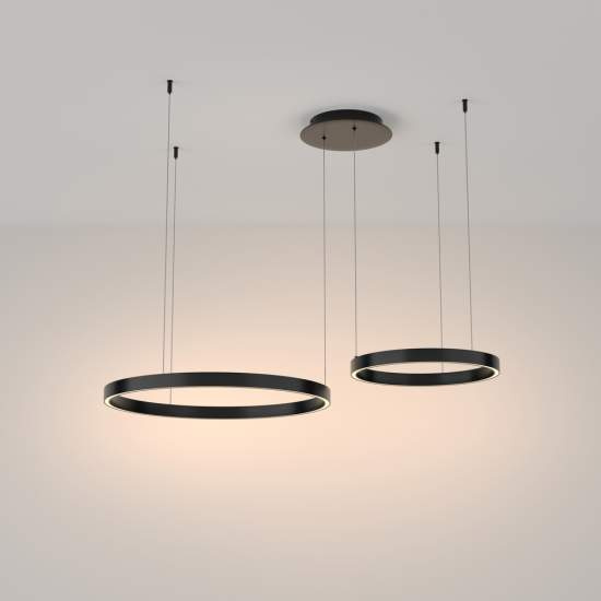 Lampadario A Sospensione Moderno Rim Alluminio Nero Luce Led 61W MOD058PL-L55B3K