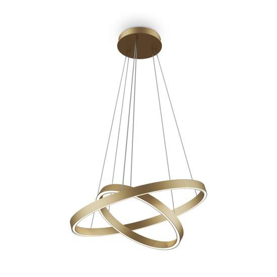 Lampadario A Sospensione Moderno Rim Alluminio Ottone 2 Luci Led 61W MOD058PL-L55BS3K
