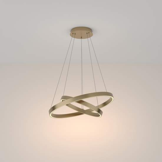 Lampadario A Sospensione Moderno Rim Alluminio Ottone 2 Luci Led 61W MOD058PL-L55BS3K