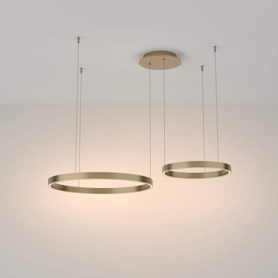 Lampadario A Sospensione Moderno Rim Alluminio Ottone 2 Luci Led 61W MOD058PL-L55BS3K