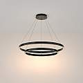 Lampadario A Sospensione Moderno Rim Alluminio Nero 2 Luci Led 88W MOD058PL-L74B3K