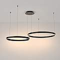 Lampadario A Sospensione Moderno Rim Alluminio Nero 2 Luci Led 88W MOD058PL-L74B3K
