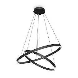 Lampadario A Sospensione Moderno Rim Alluminio Nero 2 Led 88W