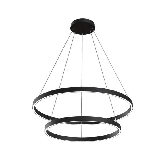 Lampadario A Sospensione Moderno Rim Alluminio Nero 2 Led 88W MOD058PL-L74B4K