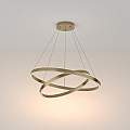 Lampadario A Sospensione Moderno Rim Alluminio Ottone 2 Luci Led 88W MOD058PL-L74BS3K