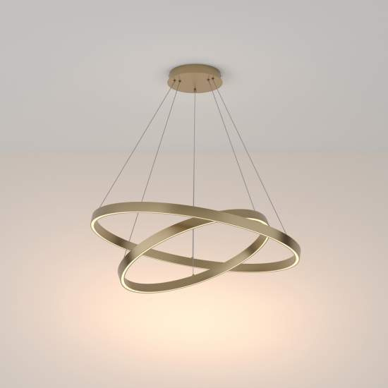 Lampadario A Sospensione Moderno Rim Alluminio Ottone 2 Luci Led 88W MOD058PL-L74BS3K